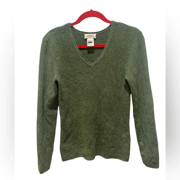 TALBOTS Chunky Knit V-Neck Chenille Sweater - Picture 1 of 5